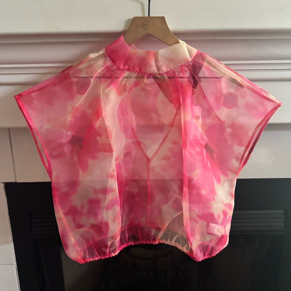 Sunday in Brooklyn Sheer Tie Neck Blouse NWT Size L